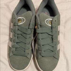 Adidas Olive Sneakers with White Accents